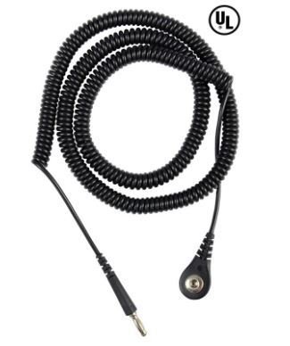 Coil Cord w/ 4 MM Snap Socket, Black, 12' #9680-XF